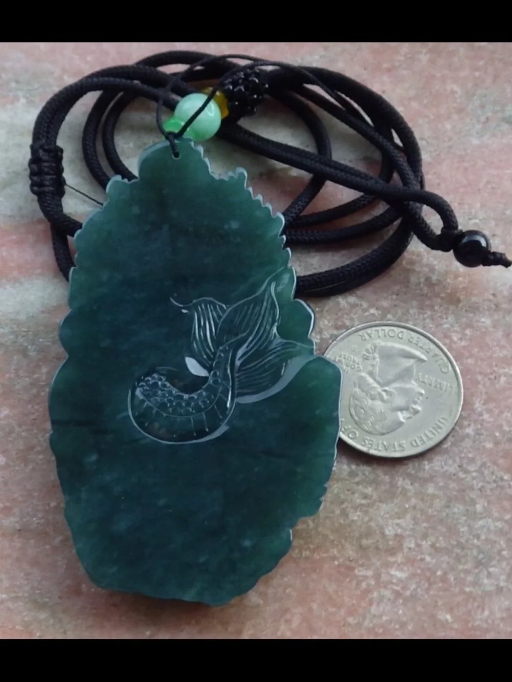 Exquisite carved jadeite jade green certificate guanyin kwan yin dragon pendant